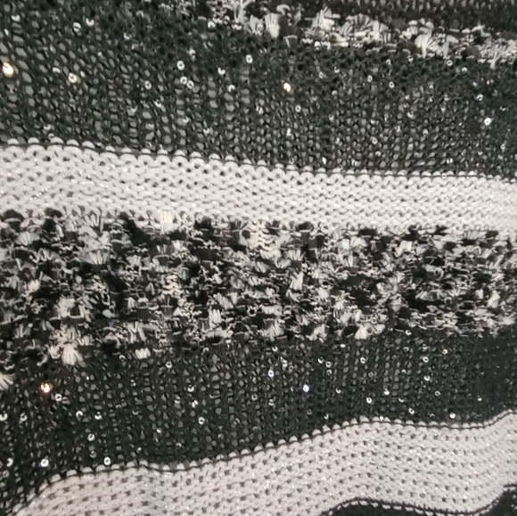 INC International Concepts Sweater Black White Stripe Sequin Long Sleeve… - Picture 4 of 5